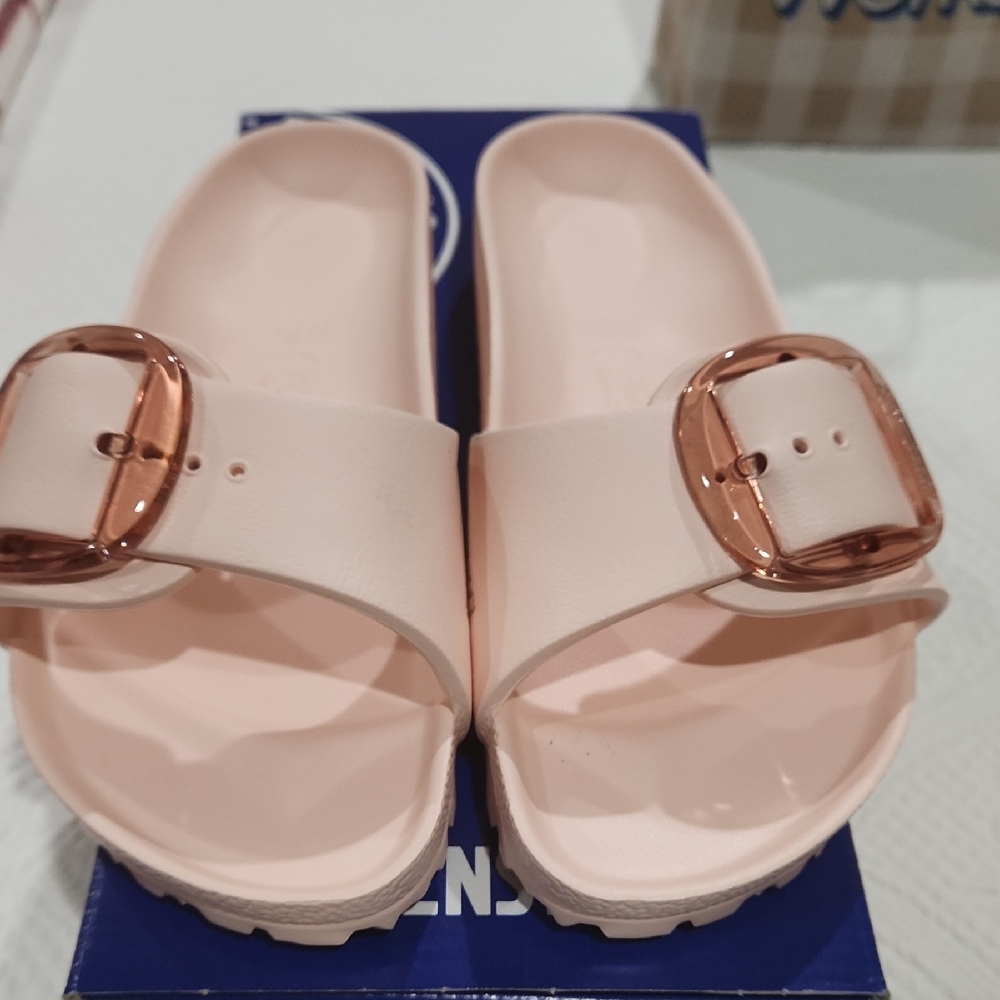 Birkenstock Blush Sandals with Rose Gold Buckle